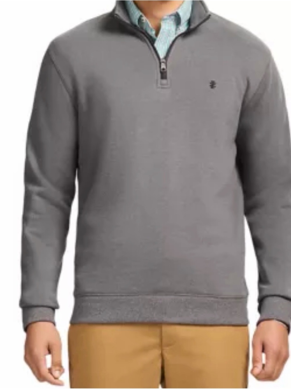 Izod Men's Gray Quarter-Zip Pullover Sweater /Sweatshirt - cozy XXL